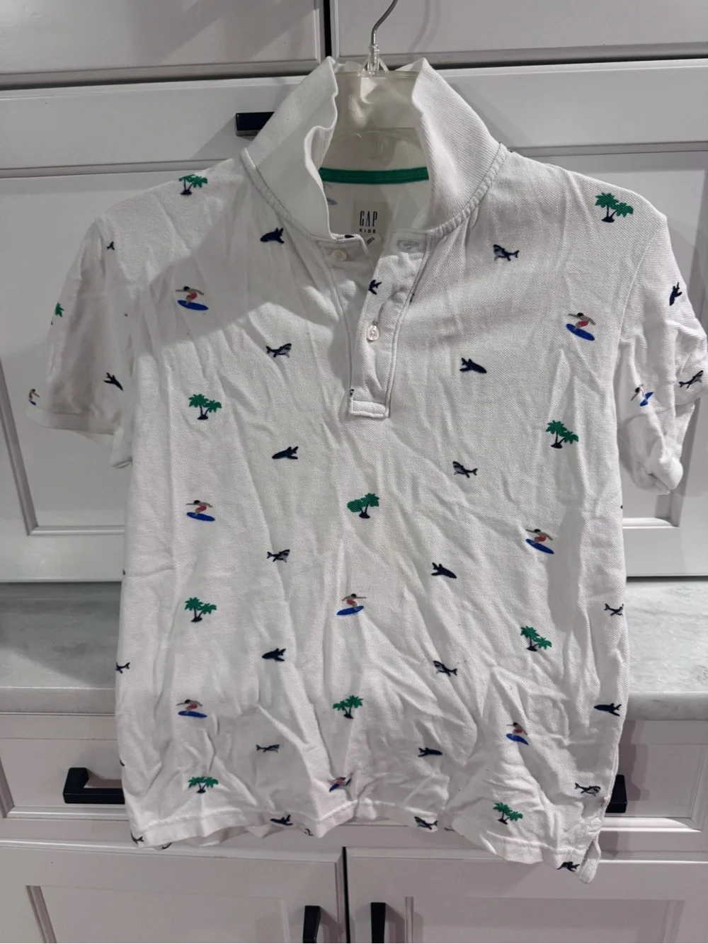 GAP White Polo with Surf and Palm Embroidery